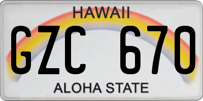HI license plate GZC670
