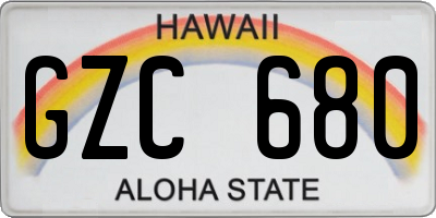 HI license plate GZC680