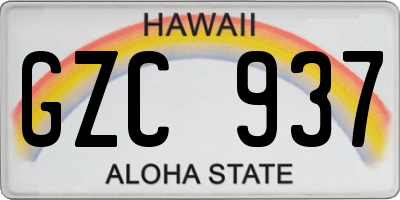 HI license plate GZC937