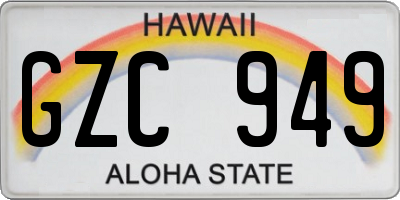 HI license plate GZC949