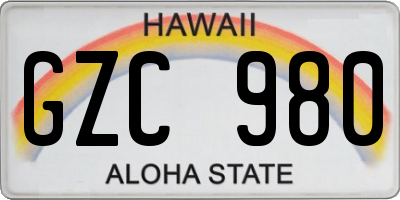 HI license plate GZC980