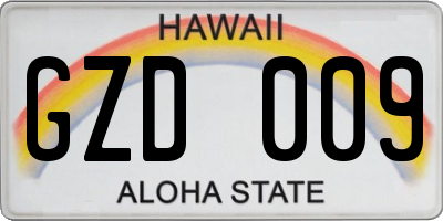 HI license plate GZD009