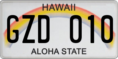 HI license plate GZD010