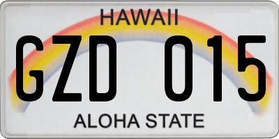HI license plate GZD015