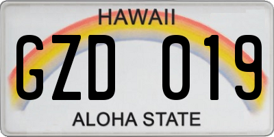 HI license plate GZD019
