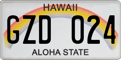 HI license plate GZD024