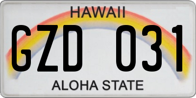 HI license plate GZD031
