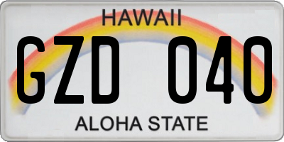 HI license plate GZD040