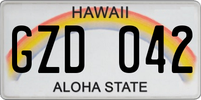 HI license plate GZD042