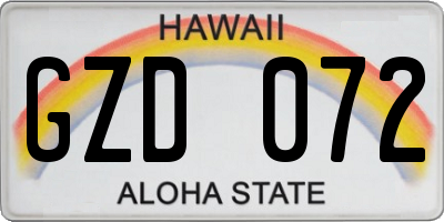 HI license plate GZD072