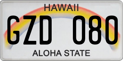 HI license plate GZD080