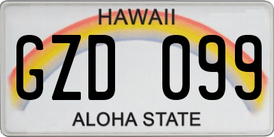 HI license plate GZD099