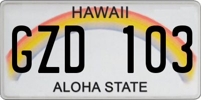 HI license plate GZD103