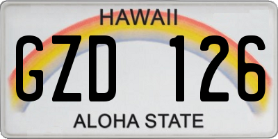 HI license plate GZD126