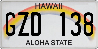 HI license plate GZD138