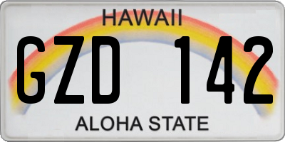 HI license plate GZD142