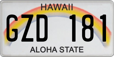 HI license plate GZD181