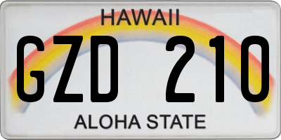HI license plate GZD210