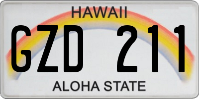 HI license plate GZD211