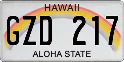 HI license plate GZD217