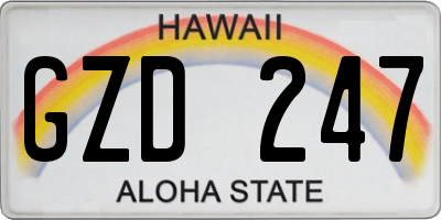 HI license plate GZD247