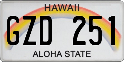 HI license plate GZD251