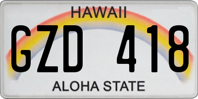 HI license plate GZD418