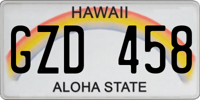 HI license plate GZD458