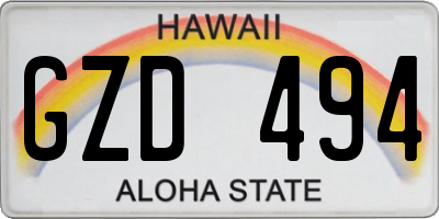 HI license plate GZD494