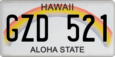 HI license plate GZD521