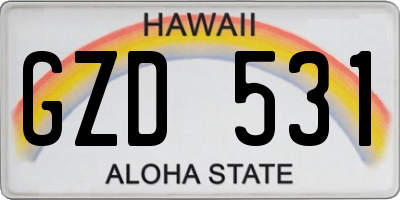 HI license plate GZD531