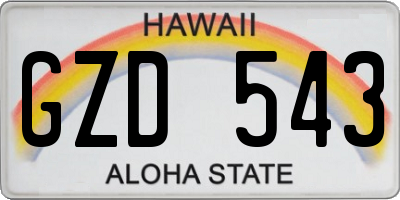 HI license plate GZD543