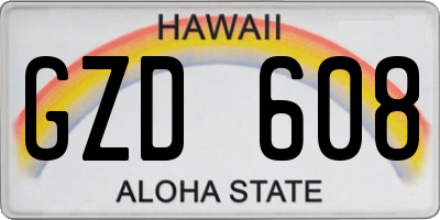 HI license plate GZD608
