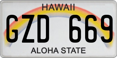 HI license plate GZD669
