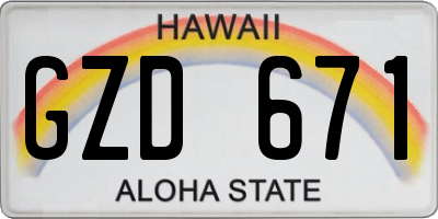 HI license plate GZD671