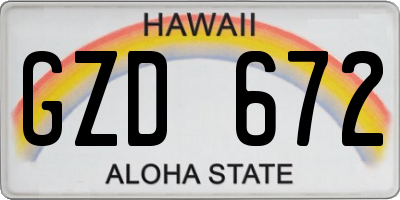HI license plate GZD672