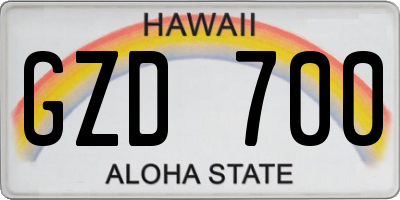 HI license plate GZD700