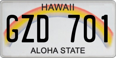 HI license plate GZD701
