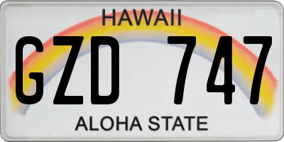 HI license plate GZD747