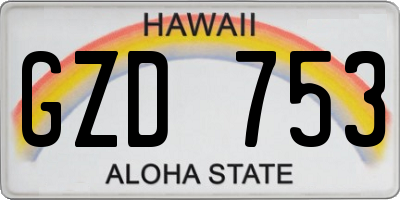 HI license plate GZD753