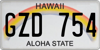 HI license plate GZD754