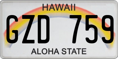 HI license plate GZD759