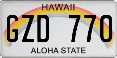 HI license plate GZD770