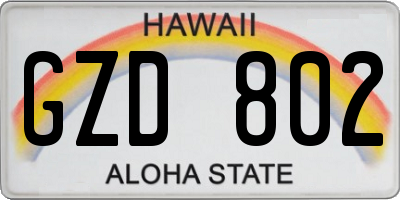 HI license plate GZD802