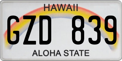 HI license plate GZD839