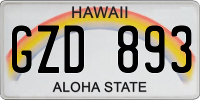 HI license plate GZD893
