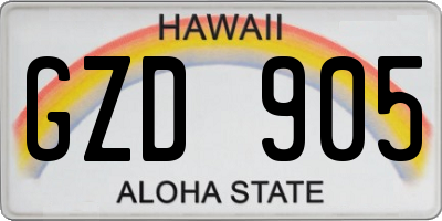 HI license plate GZD905