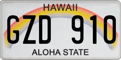 HI license plate GZD910