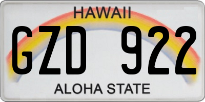 HI license plate GZD922
