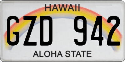 HI license plate GZD942